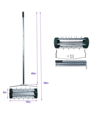 Heavy Duty Rolling Lawn Aerator,Rolling Lawn Aerator,  Rotary Push Tine Spike Soil Lawn Aerator Gardening Tool with 3-Piece Long Steel Handle for Garden Yard Grass Maintenance,Garden Yard Rotary Push