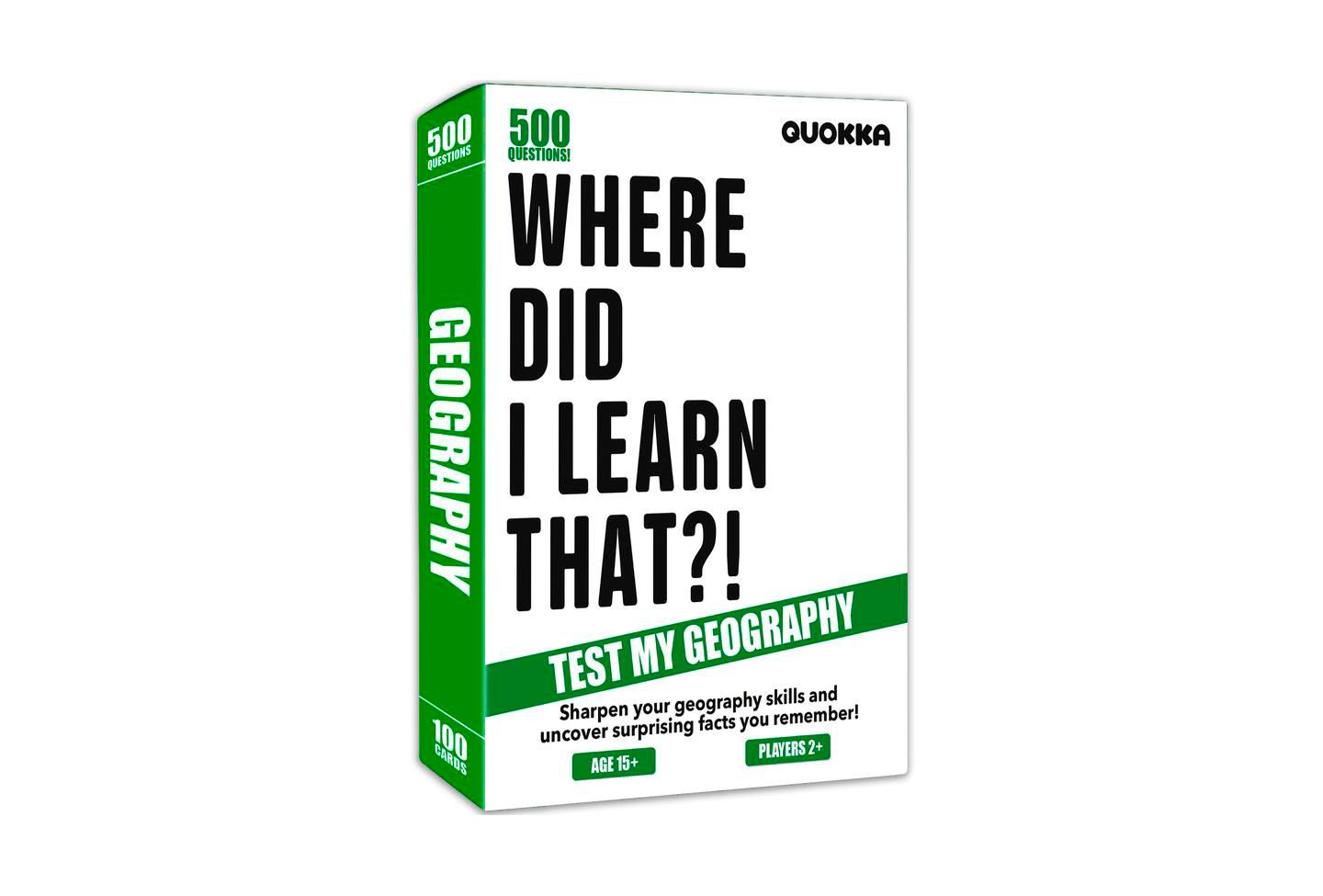 Детская карточная игра Quokka Where Did I Learn That? Science Trivia 500-Question Card Game, Ages 15+, цвет: Geography — фото 1