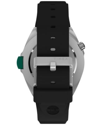 Men's Quartz Analog Black Rubber Watch, 46mm