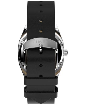 Men's Mechanical Automatic Black Leather Watch, 34mm