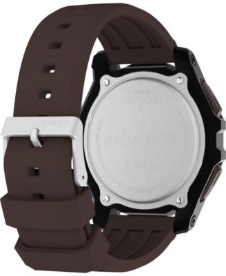 Men's Chronograph Brown Silicone Watch, 49mm