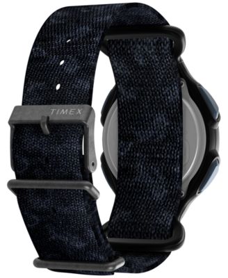 Men's Quartz Digital Black Leather Watch, 38mm