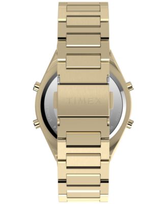Men's Quartz Digital Gold-Tone Stainless Steel Watch, 39mm