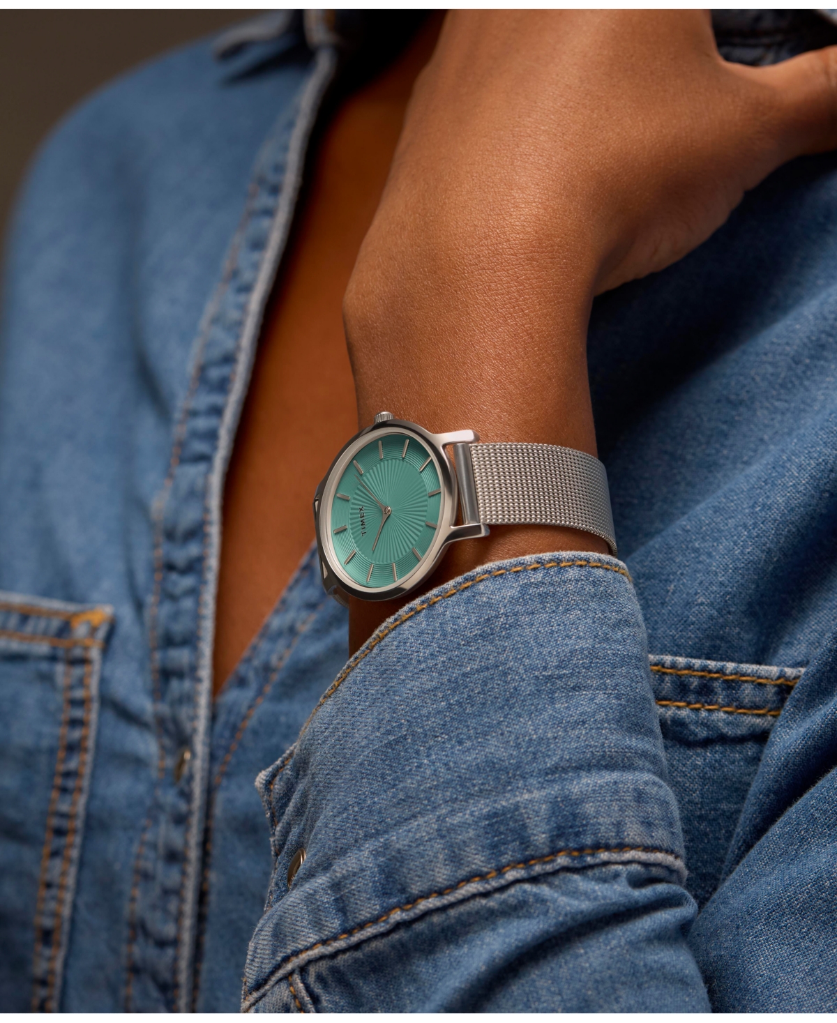 Timex Women's Quartz Analog Silver-tone Stainless Steel Watch, 34mm In Silver