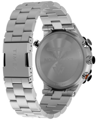 Men's Quartz Analog Silver-Tone Stainless Steel Watch, 45mm