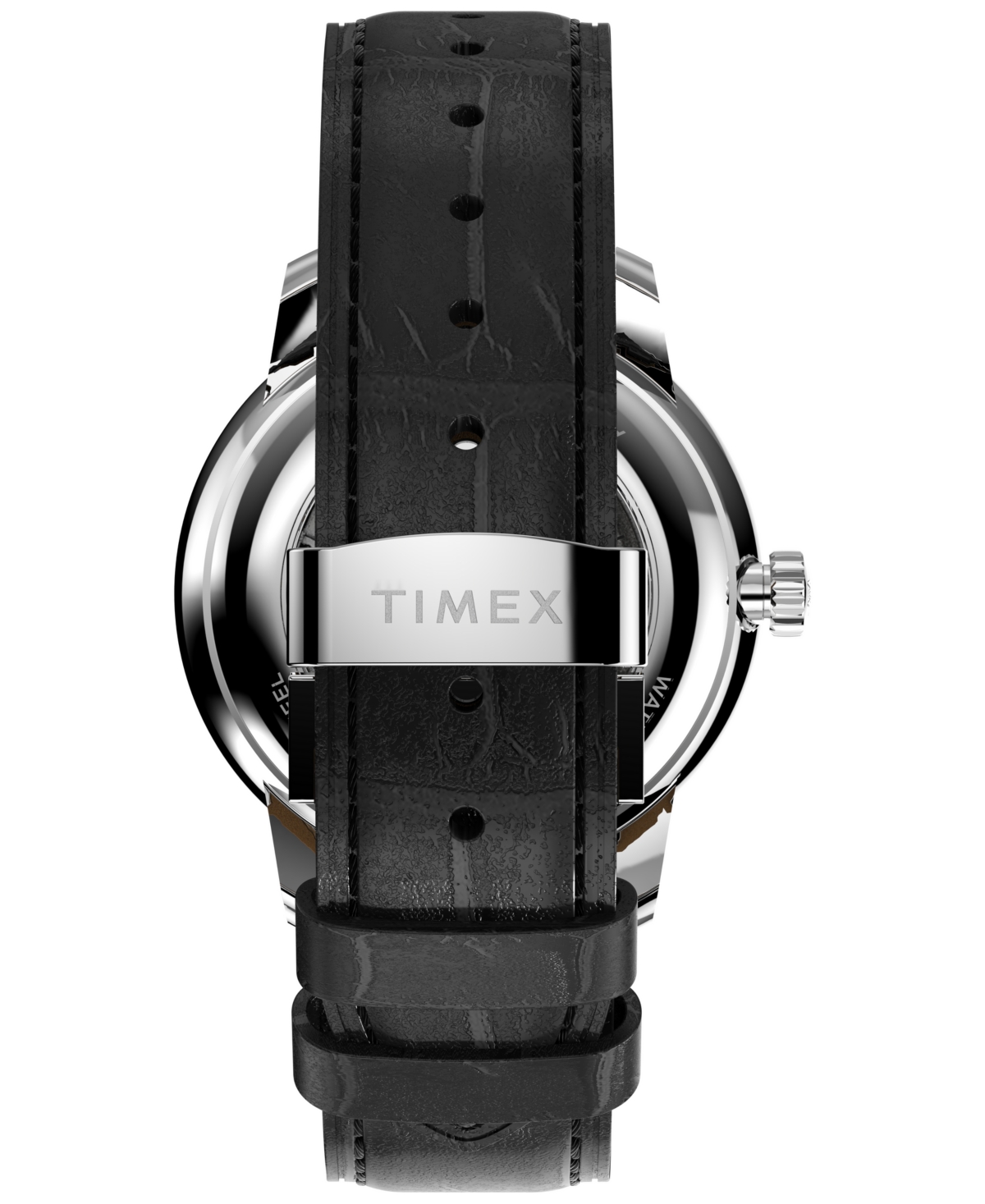 Timex ® Waterbury Metropolitan Automatic Leather Strap Watch, 41mm In Black