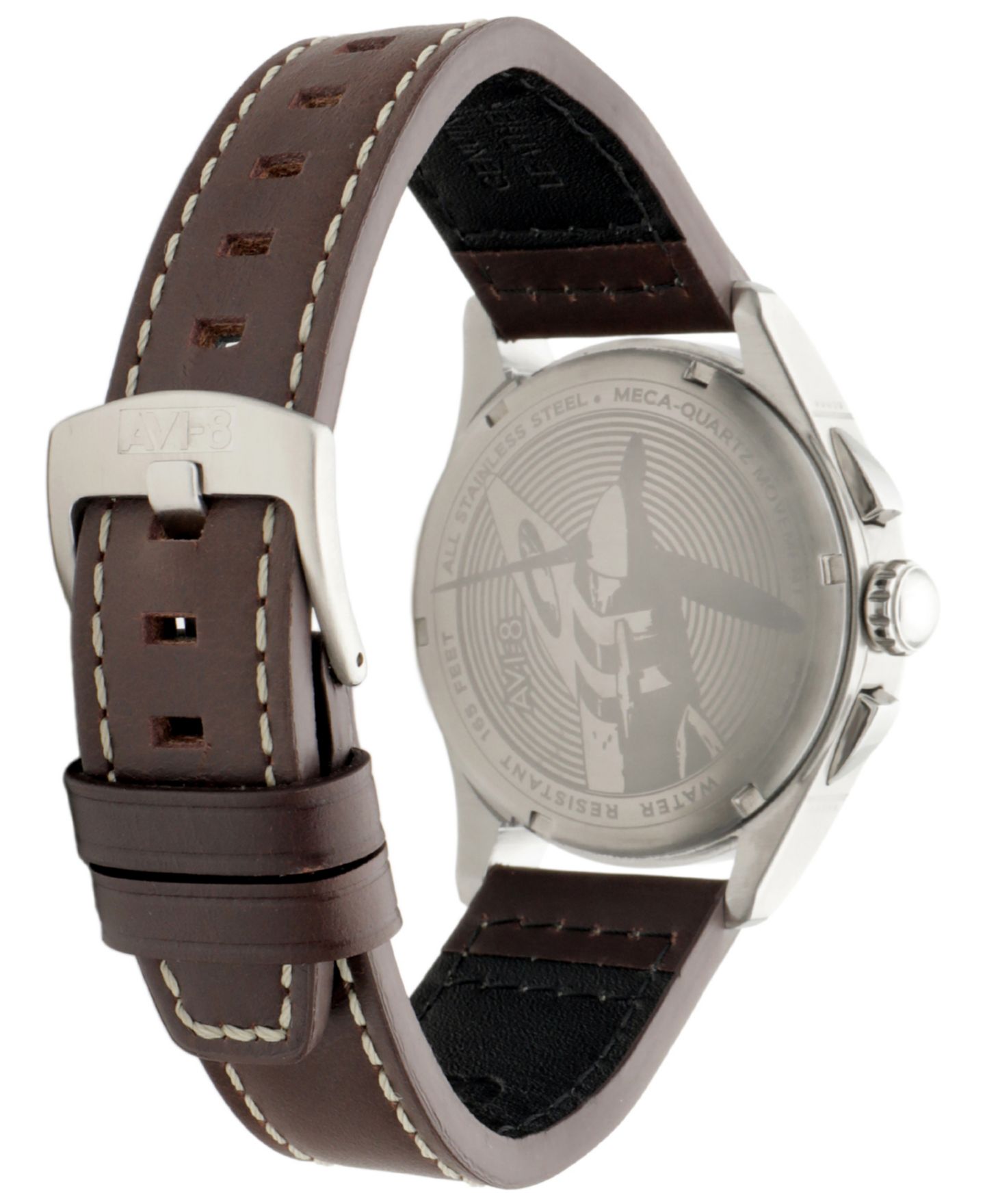 Мужские часы AVI-8 Spitfire Lock Chronograph Brown Leather Strap Watch, 42mm — фото 3