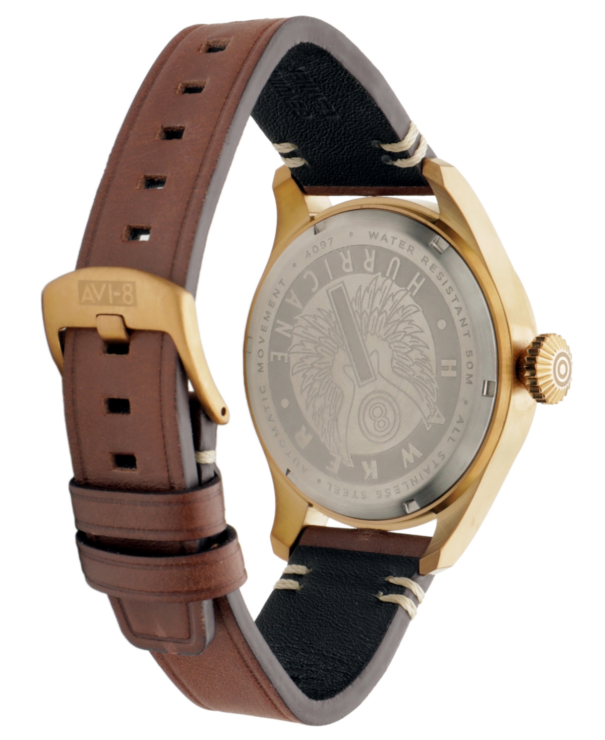 Avi-8 Men's Hawker Hurricane Clowes Automatic Brown Leather Strap Watch, 46mm In Green