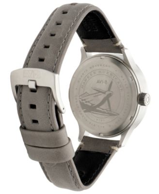 Men's Hawker Hurricane Mckellar Dual-Time Gray Leather Strap Watch, 44mm