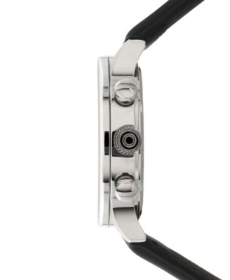 Men's Hawker Hurricane Classic Chronograph Black Leather Strap Watch, 43.5mm