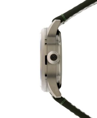 Men's Flyboy Wingman Worldtimer GMT Automatic Green Leather Strap Watch, 41mm