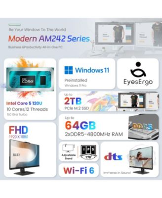 Modern AP242P 23.8" Daily All-in-One Intel Core 5 120U 16GB RAM Intel Graphics 1TB SSD Storage Windows 11 Pro FHD 60Hz