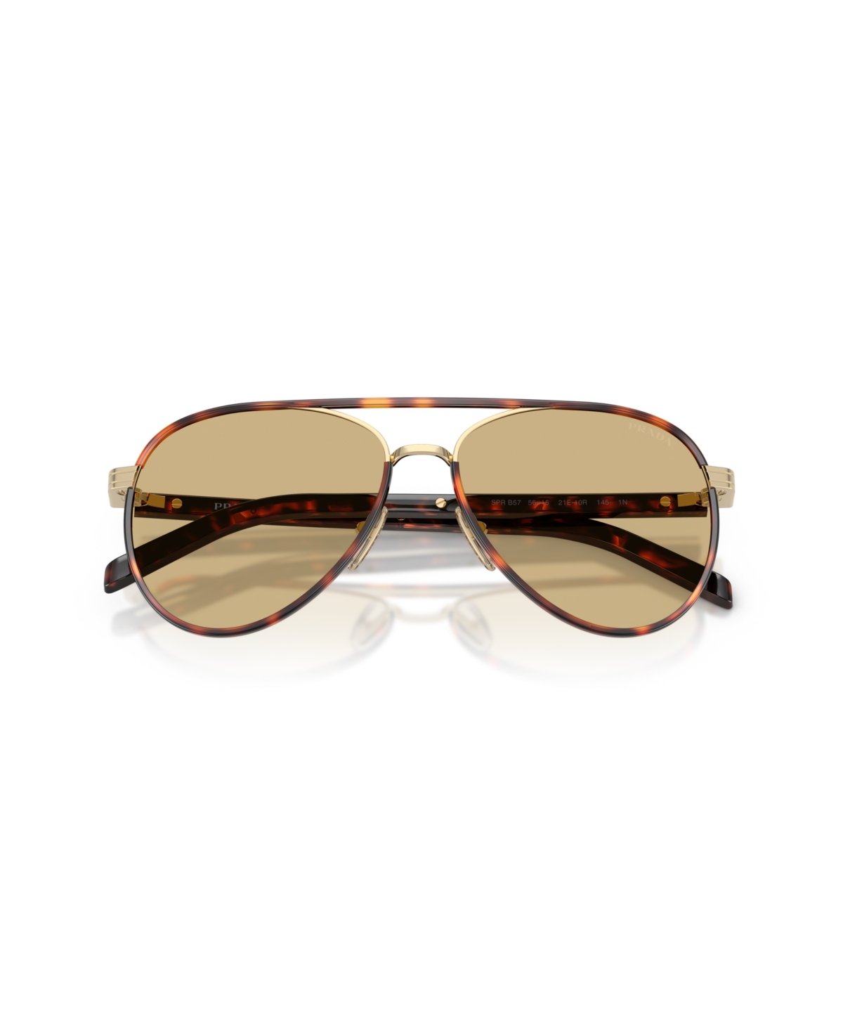 Prada Pr B57s Aviator Steel Sunglasses In Pale Gold