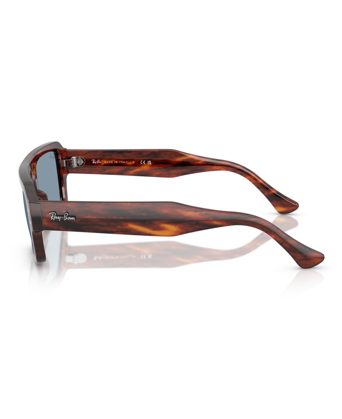 Ray Ban Rb4454 Havana Rectangular Sunglasses In Striped Havana