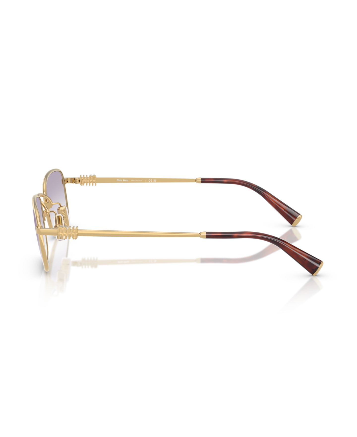 Женские солнцезащитные очки MIU MIU Rectangle Sunglasses, MU A53S, цвет: Золотой — фото 3