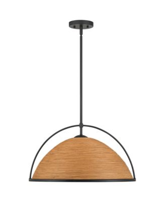 William 22" Modern 4-Light Pendant Chandelier Ceiling Light Fixture Dining Room Over Table Black Finish Rattan