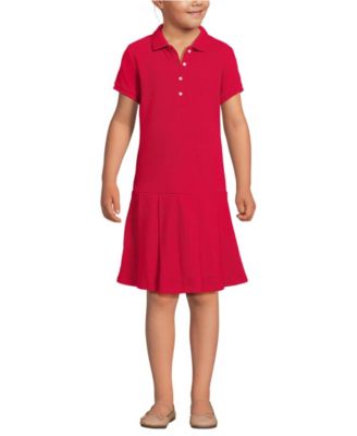 Lands End Little Girls Short Sleeve Mesh Pleated Polo Dress - Red 33$