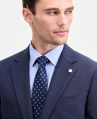 Men's Modern-Fit Blue Sharkskin Wool-Blend Suit Separate Jacket