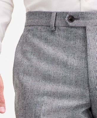 Men's Modern-Fit Stretch Black & White Wool-Blend Suit Separate Pants