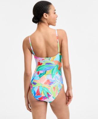 Women's Tropi-Flage Printed Scoop-Neck One-Piece Swimsuit, Exclusively at Macy's