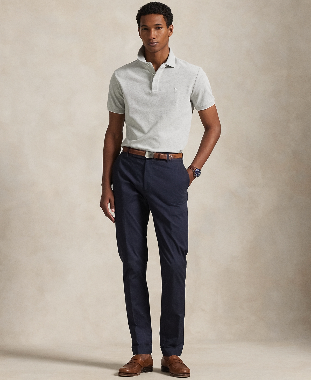 Polo Ralph Lauren Men's Classic Stretch Oxford Mesh Polo Shirt In Metallic