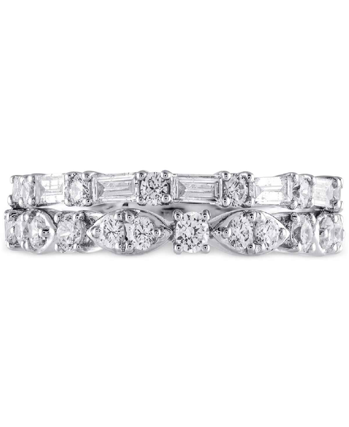 Macy's Diamond Double-row Band (3/4 Ct. T.w.) In 14k White Gold In White Gold