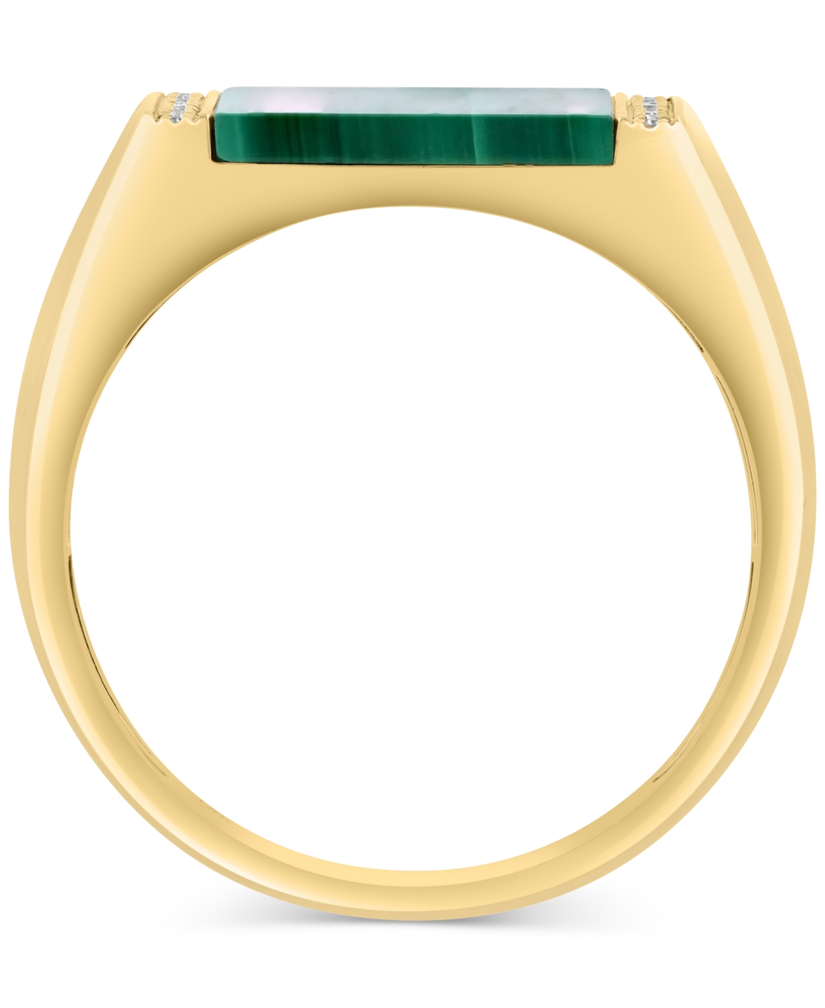 Effy Collection Effy Men's Malachite & Diamond (1-1/20 Ct. T.w.) Square Ring In 14k Gold In Green