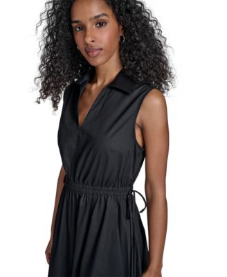 Women's Cotton Drawstring Sleeveless Midi Dress