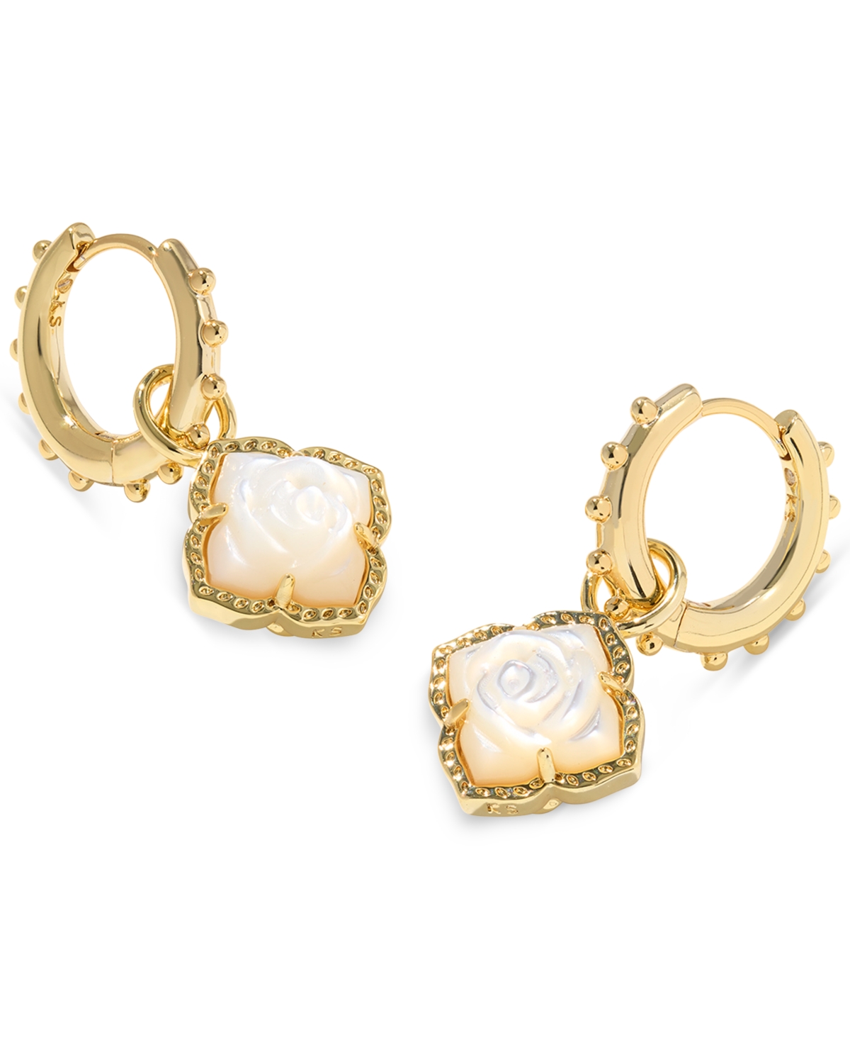 Kendra Scott 14k Gold-plated Removable Rose Charm Huggie Hoop Earrings In Gold Ivory Mother Of Pearl
