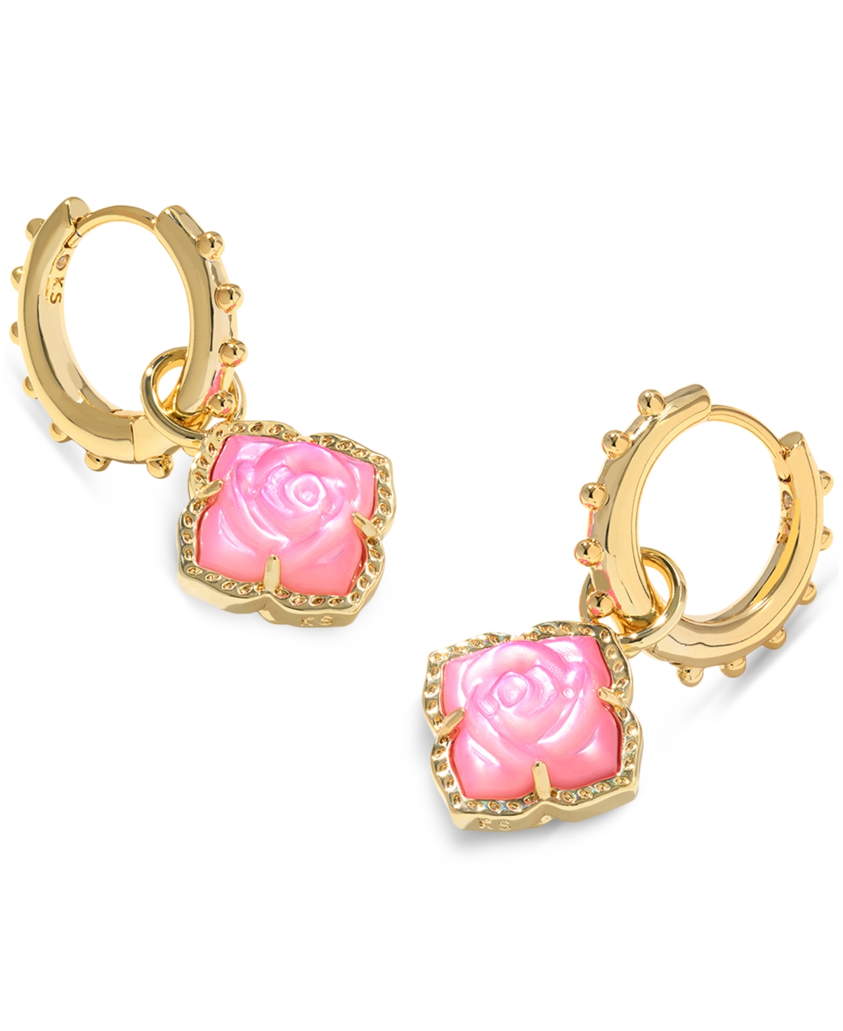 Kendra Scott 14k Gold-plated Removable Rose Charm Huggie Hoop Earrings In Gold Blush Ivory Mother Of Pearl