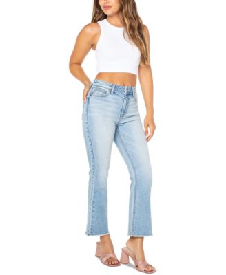Juniors' Mid-Rise Cropped Kick-Flare Jeans