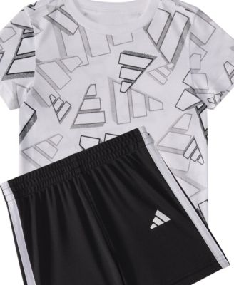 Baby Boys 2-Piece Short Sleeve Printed 3D Logo Toss T-Shirt and Shorts Set