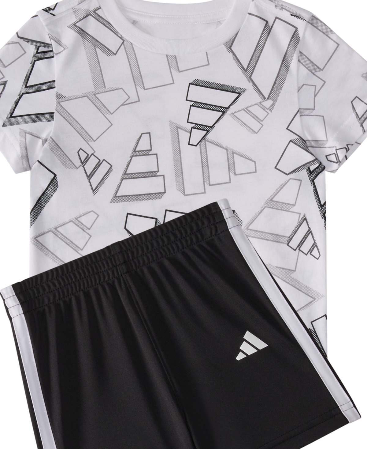 Adidas Originals Baby Boys 2-piece Short Sleeve Printed 3d Logo Toss T-shirt And Shorts Set In White