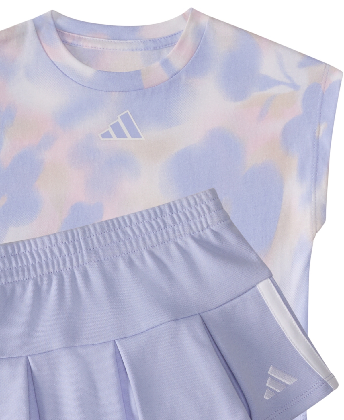 Adidas Originals Baby Girls 2-piece Printed Sleeveless Box T-shirt And French Terry Skort Set In Violet Tone