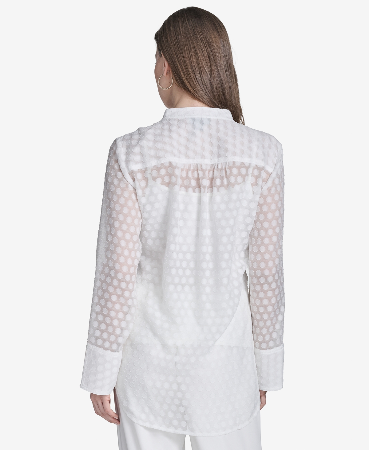 HALSTON WOMEN'S DOT TEXTURE LONG-SLEEVE BLOUSE 