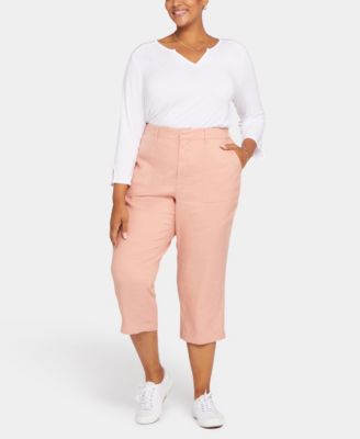 Plus Size Linen-Blend Stretch Utility Pants