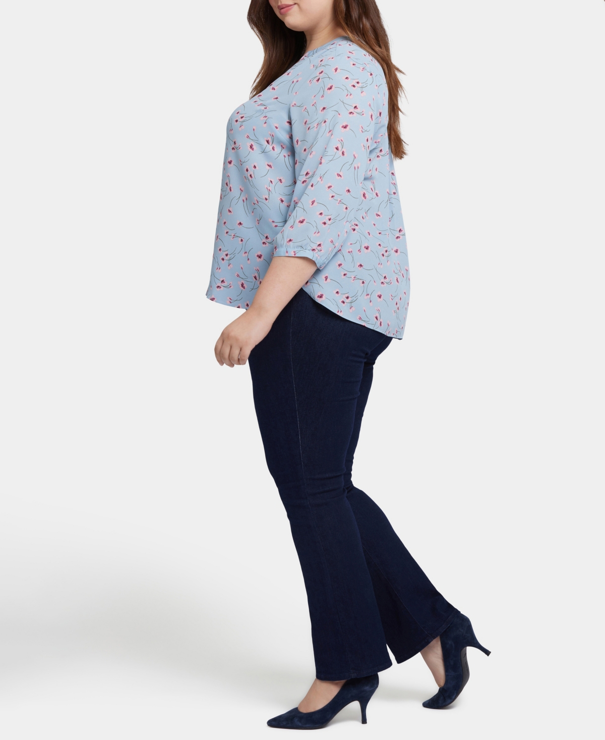 Nydj Plus Size Pintuck Blouse In Mountain Petals