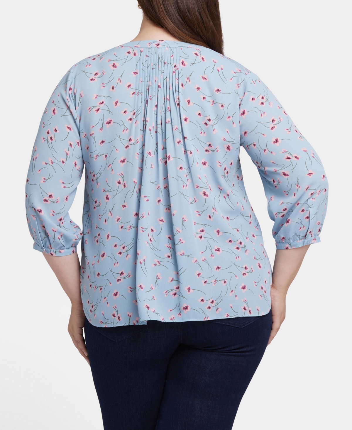 Nydj Plus Size Pintuck Blouse In Mountain Petals