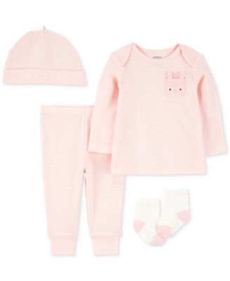 Carter's - Baby Girls Cotton Bunny Top, Hat, Pants & Socks, 4 Piece Set