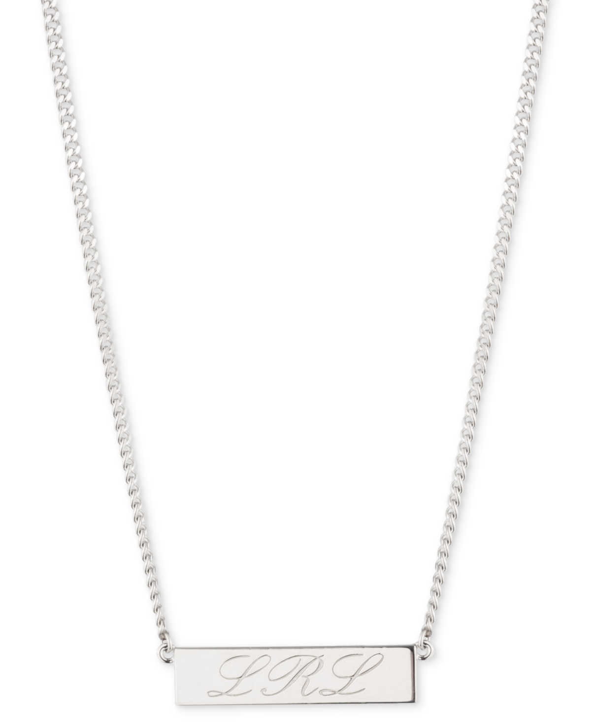 Sterling Silver Logo Script Pendant Necklace, 16" + 3" extender - Rhodium