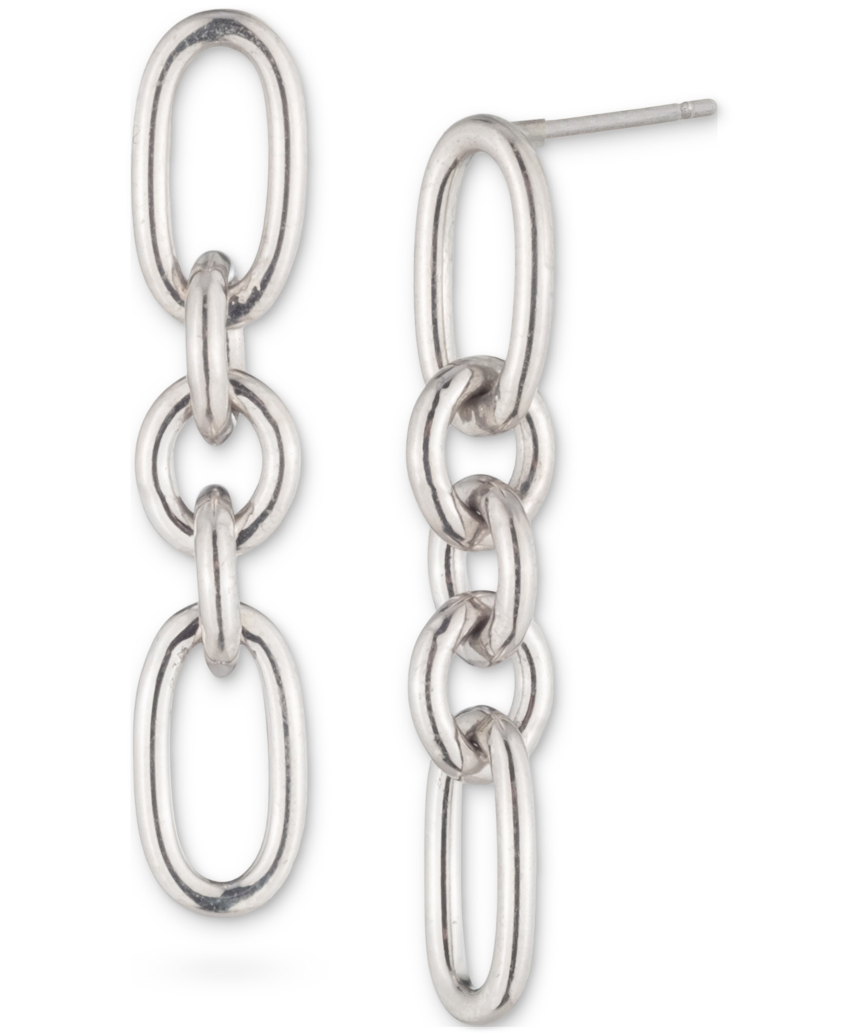 Ralph Lauren Sterling Silver Link Linear Drop Earrings