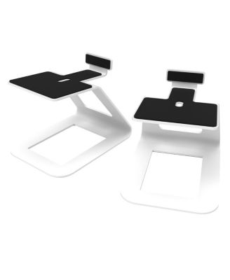 YU6 Powered Bookshelf Speakers with SE6 Elevated Desktop Speaker Stands