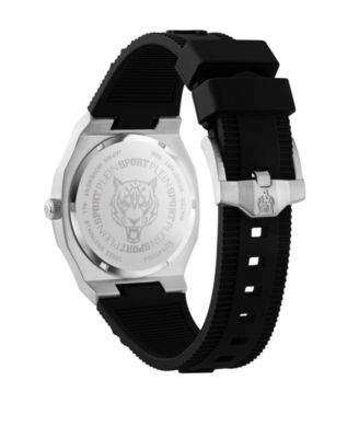 Men's Metronaut Three Hand Quartz Black Silicone Strap Watch, 42mm