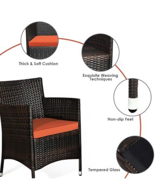Set of 8 Outdoor Patio Rattan Conversation Furniture Set w/ Cushion Table
