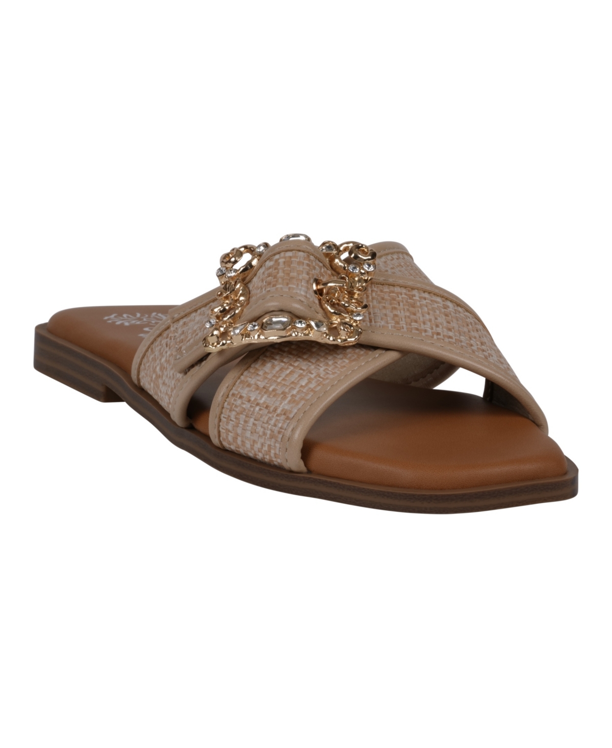 Women's Ivy Embellished Buckle Slide Flat Sandals - White