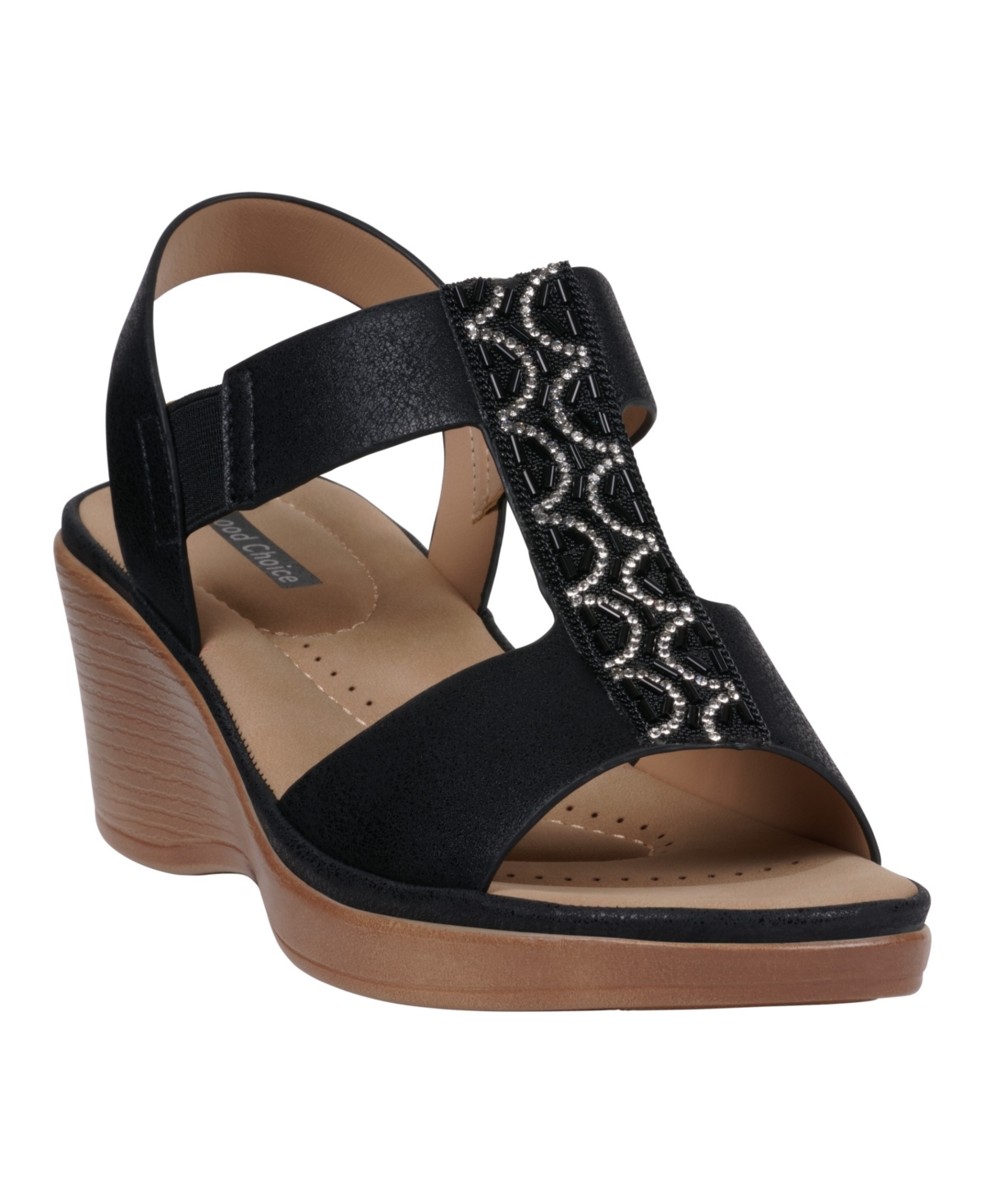 Women's Elissa Embellished Wedge Sandals - Pewter
