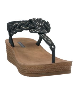 Women's Ivana Embellished T Strap Wedge Sandals