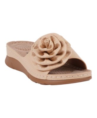 Women's Honey Flower Rosette Flat Sandals