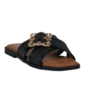 Women's Ivy Embellished Buckle Slide Flat Sandals