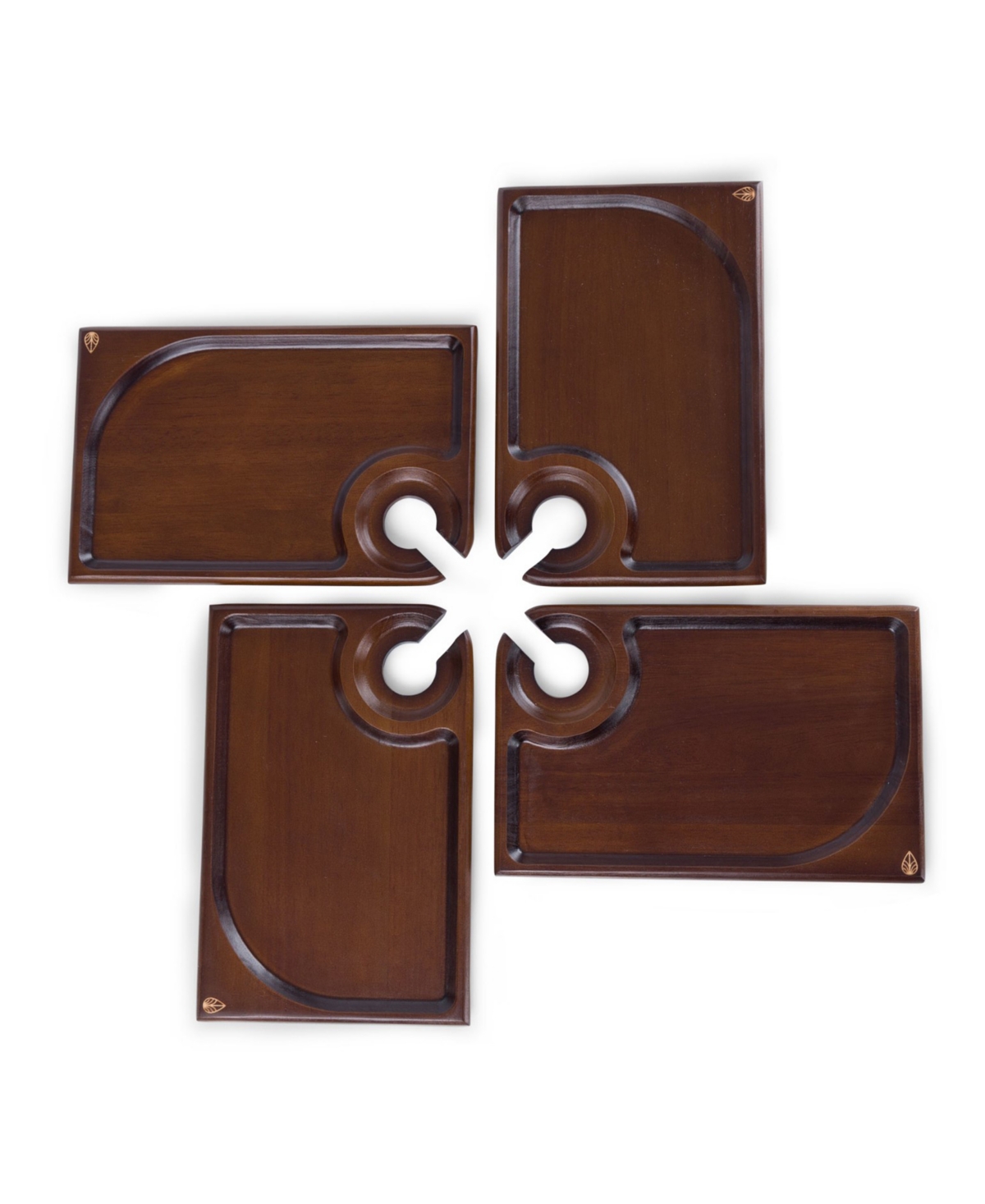 Toscana Set Of 4 Rectangle Wine Appetizer Plates In Brown